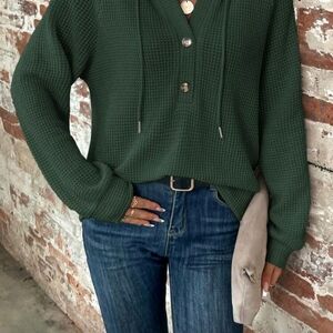 SHEIN Dark Green Waffle Knit Top
